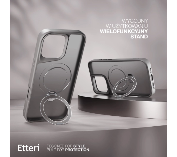 Etteri Matt Mag Ring do iPhone 16 Plus Szary