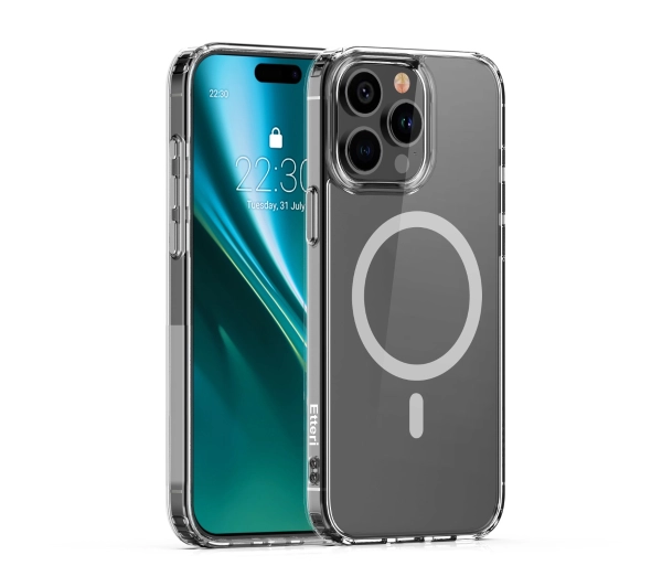 Etui ETTERI Color Mag do Apple iPhone 15 Pro Max Przezroczysto-szary