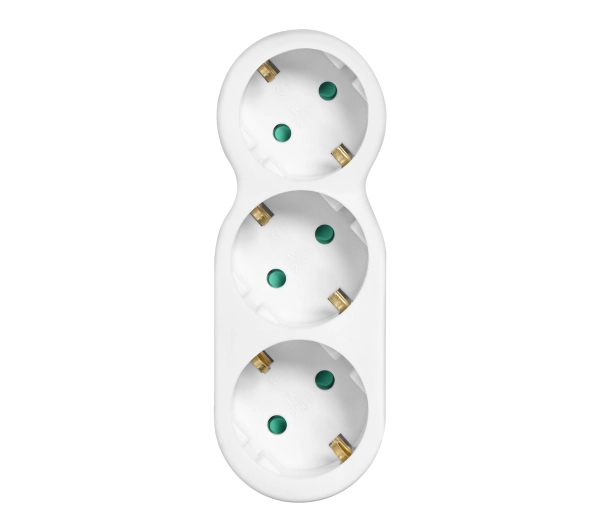 Orno OR-AE-13252(GS) "Bałwanek" z wtyczką górną, Schuko, 3 gniazda Biały