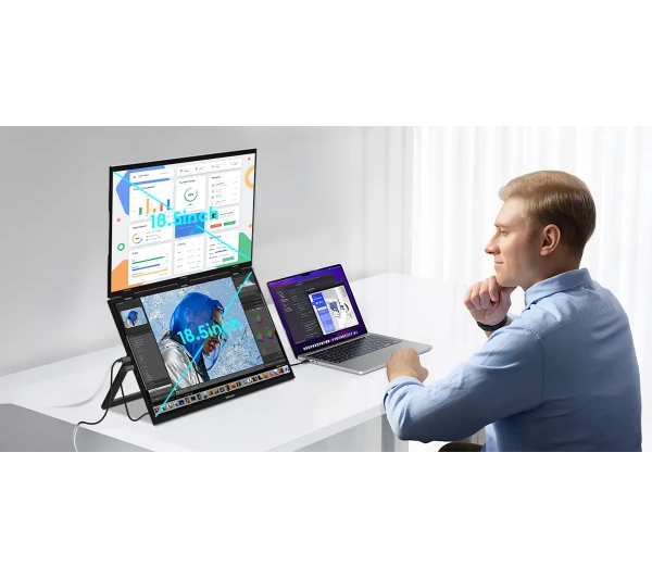 Zeuslap Z18W  2x 18,5" Full HD IPS 120Hz 3ms Przenośny - Kup na Raty - RRSO 0%