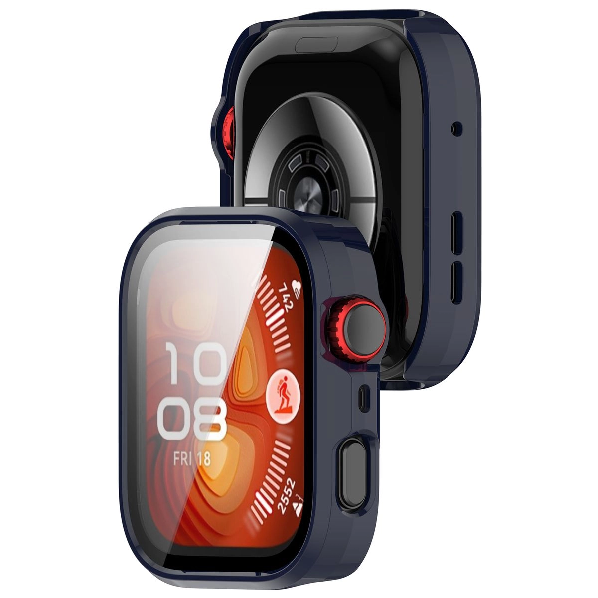 Nakładka na tarczę Bizon ze szkłem do Huawei Watch Fit 4 Pro niebieski