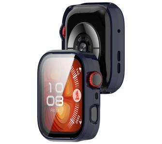 Nakładka na tarczę Bizon ze szkłem do Huawei Watch Fit 4 Pro niebieski