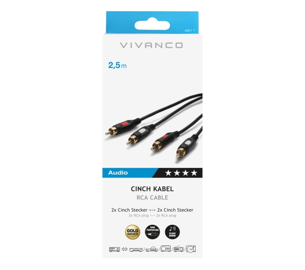 Vivanco 46011 RCA 2,5m Czarny