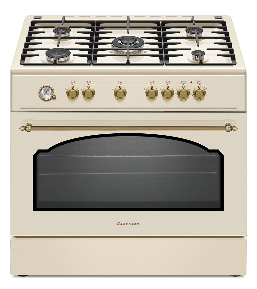 Kuchnia gazowo-elektryczna Ravanson KWGE-90ARC Termoobieg Rożen Grill