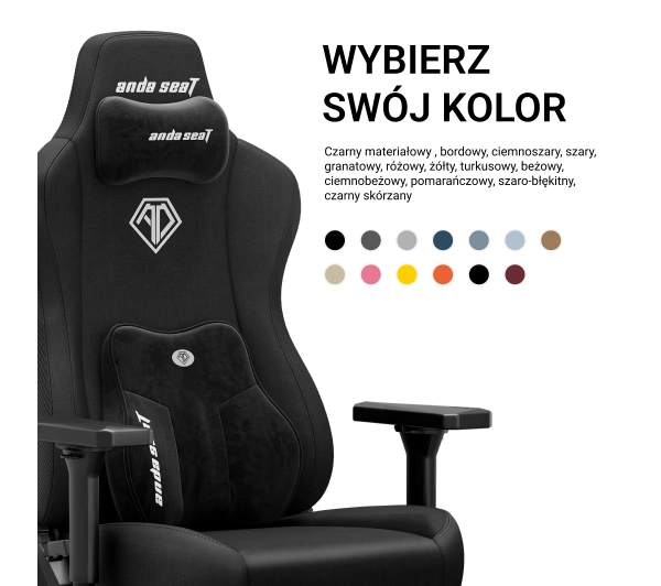 Anda Seat Kaiser 3E XL Gamingowy do 150kg Tkanina Czarny - Kup na Raty - RRSO 0%
