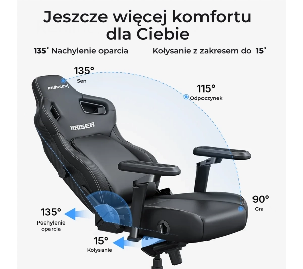Anda Seat Kaiser 4 V2 XL Gamingowy do 150kg Tkanina Ciemnoszary - Kup na Raty - RRSO 0%
