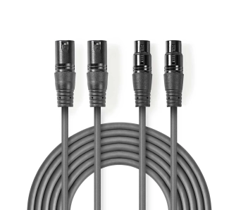 Kabel audio Nedis COTH15030GY15 2x XLR 3-Pin 1,5m Srebrny