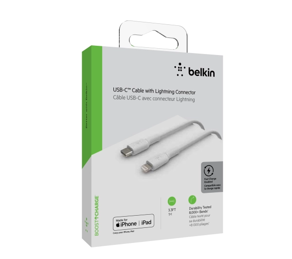 Belkin BoostCharge USB-C do Lightning 1m Biały