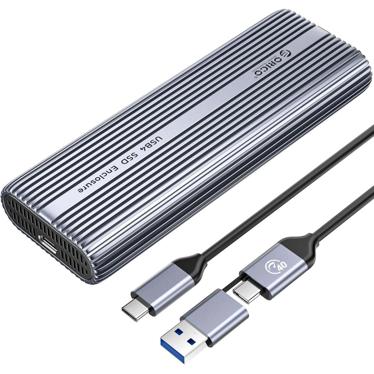 Obudowa Orico ACOM2-U4-GY-BP SSD M.2 NVMe, USB-C 40 Gbps z wentylatorem Szary