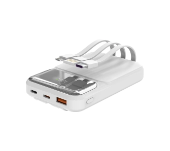 Powerbank S-Link P104 10000mAh Wbudowany kabel PD 20W Biały