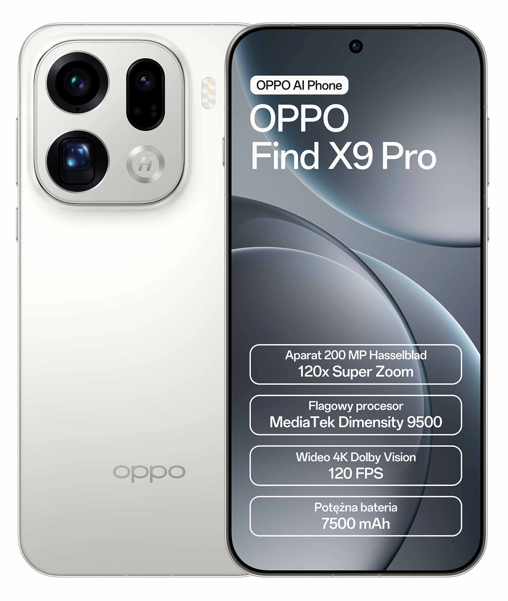 Smartfon OPPO Find X9 Pro 16/512GB AI 6,78" 120Hz 50Mpix Biały