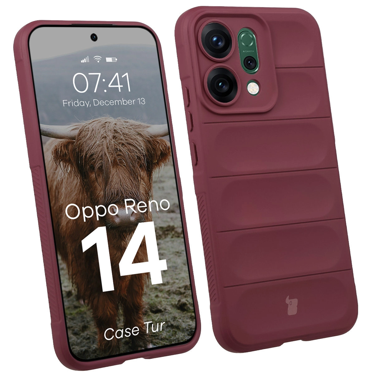 Etui Bizon Pancerne Tur do Oppo Reno 14 Fioletowy