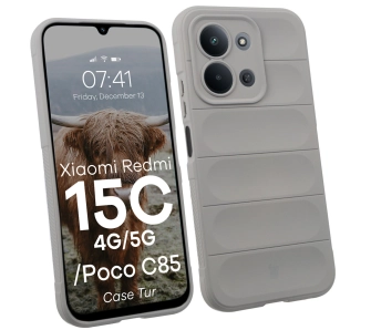 Etui Bizon Pancerne Tur do Xiaomi Redmi 15C 4G / 5G / POCO C85 4G Szary