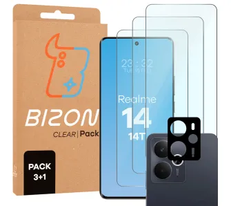 Zestaw ochronny Bizon 3x Szkło hartowane + szybka na aparat Realme 14 5G / Realme 14T 5G
