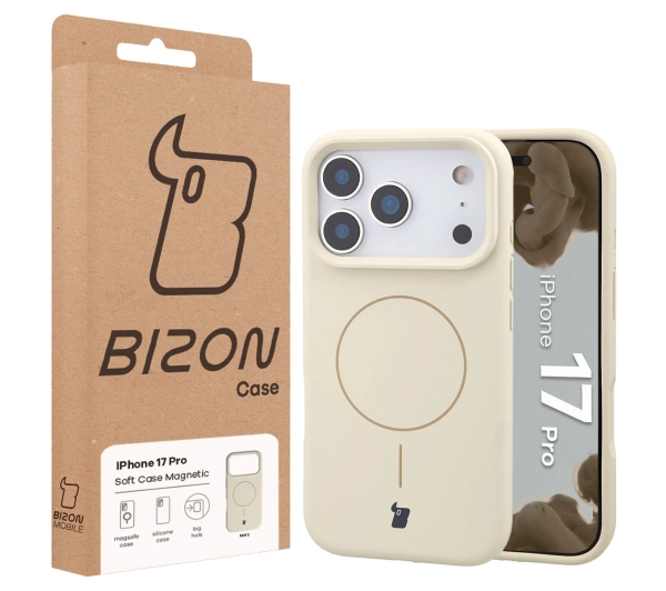 Bizon Silikonowe Soft  z MagSafe do Apple iPhone 17 Pro Ecru