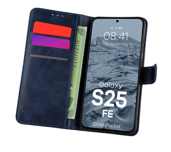 Bizon z klapką Pocket do Samsung Galaxy S25 FE Niebieski