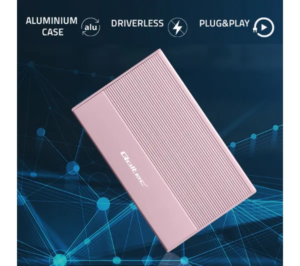 Qoltec 52279 SSD HDD 2.5" SATA USB 3.0 Różowy