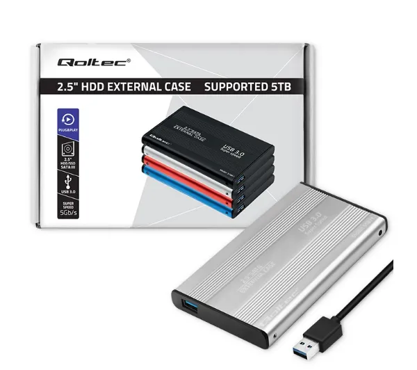 Qoltec 51871 HDD SSD 2.5" SATA3 USB 3.0 Srebrny