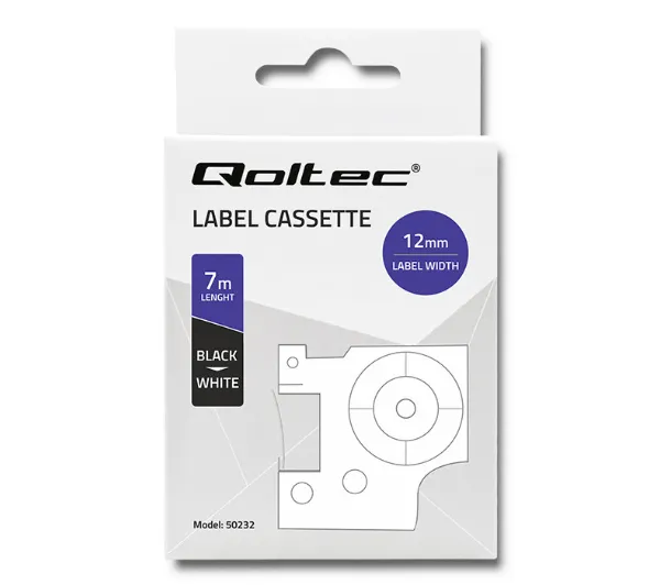 Qoltec do DYMO D1 45013 12mm x 7m Biała/ Czarny nadruk