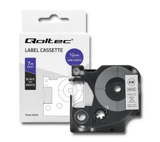 Qoltec do DYMO D1 45013 12mm x 7m Biała/ Czarny nadruk