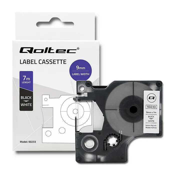 Taśma Qoltec do DYMO D1 40913 | 9mm x 7m | Biała/ Czarny nadruk