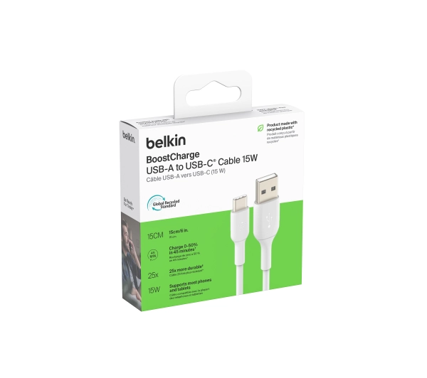 Belkin USB-A do USB-C 0,15m Biały