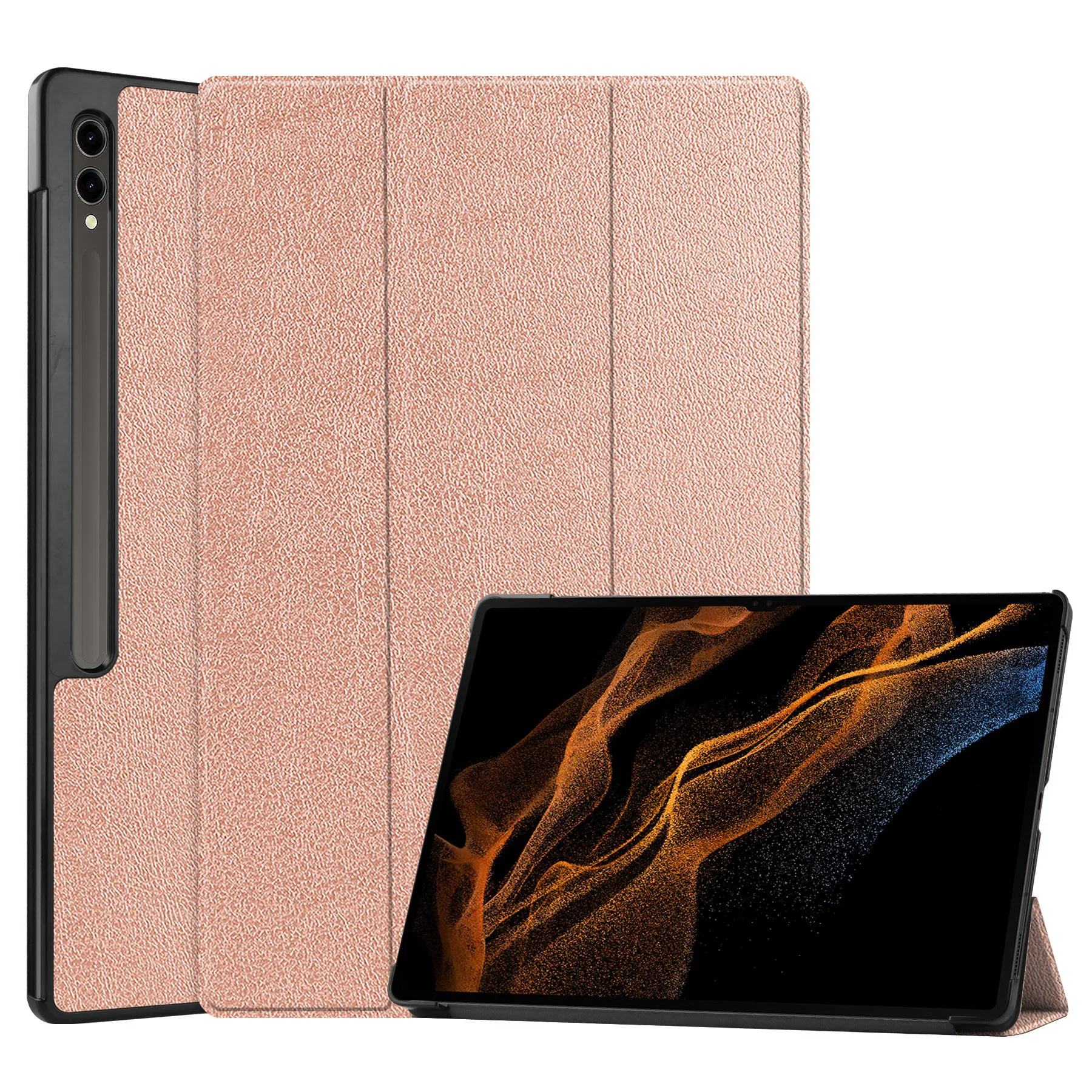 Etui na tablet Bizon Case Tab Croc z klapką Samsung Galaxy Tab S10 FE Plus Różowozłoty