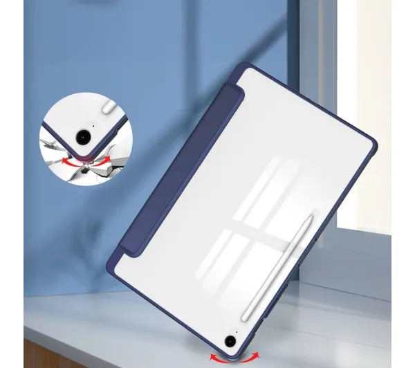 Bizon Case Tab Clear Matt z klapką do Samsung Galaxy Tab S10 FE Plus Granatowy