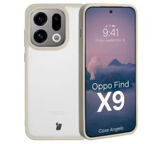 Etui Bizon Angelo do Oppo Find X9 Półprzeźroczyste z beżową ramką