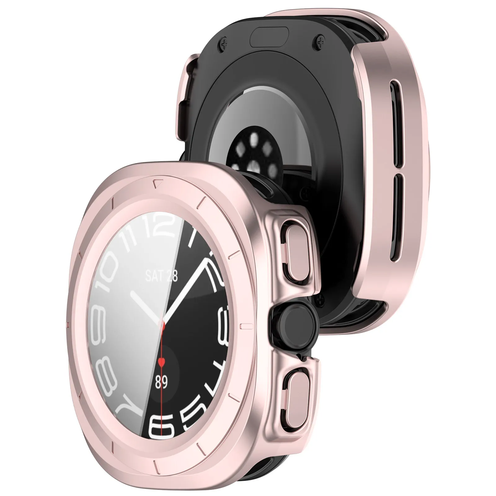 Etui Bizon Case Watch Adamo do Samsung Galaxy Watch Ultra 2 2025 47mm / 1 2024 47mm Satynowy różowy