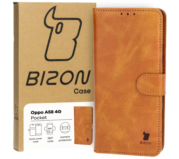 Bizon z klapką Pocket do Oppo A58 4G Brązowy