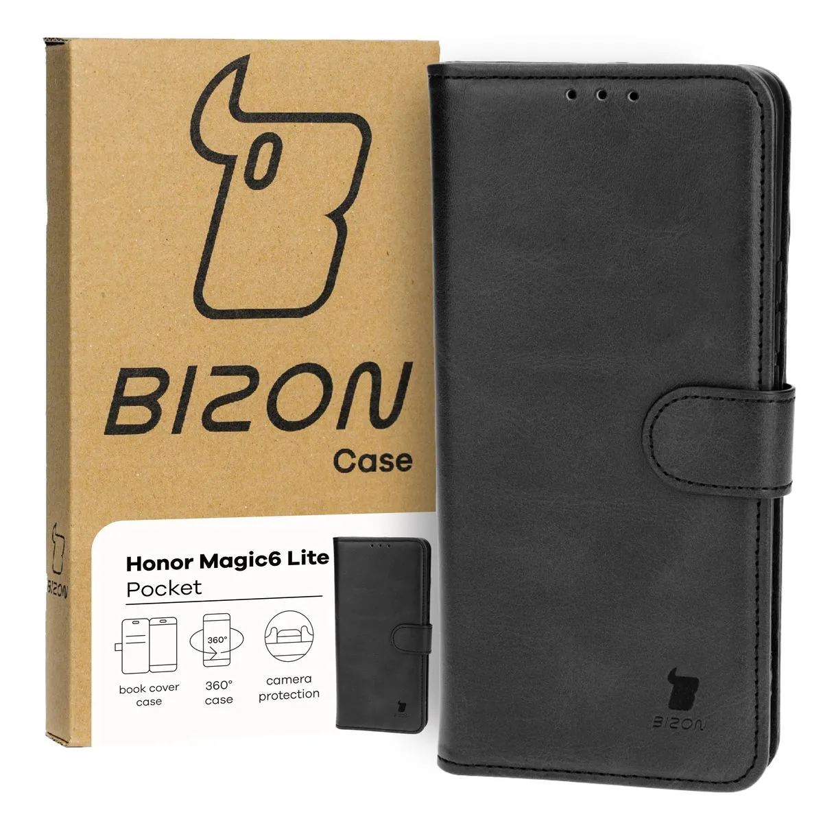 Etui Bizon Pocket do Honor Magic6 Lite Czarny