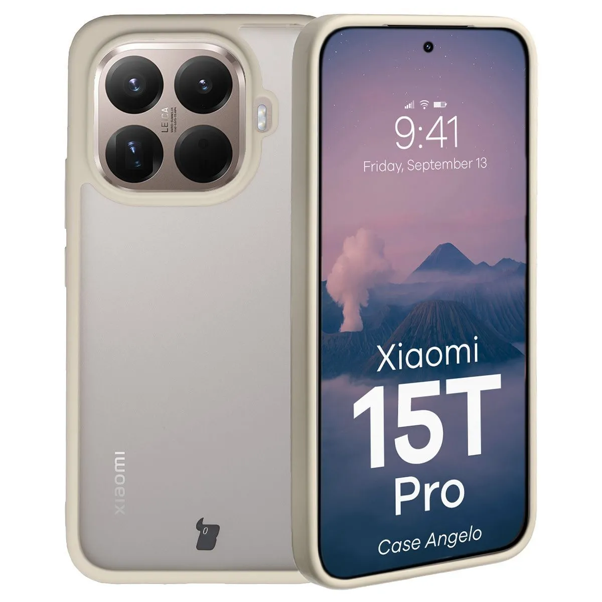 Etui Bizon Angelo do Xiaomi 15T Pro z beżową ramką