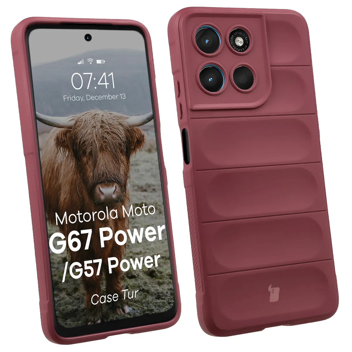 Etui Bizon Tur do Motorola Moto G57 Power / Motorola Moto G67 Power Burgundowy