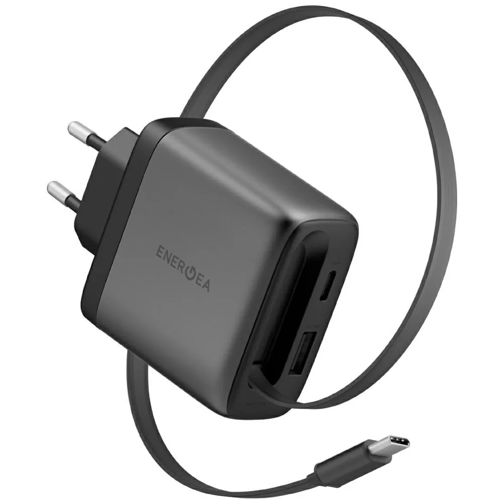 Ładowarka sieciowa Energea Ampcharge Arc USB-A USB-C 65W Szary