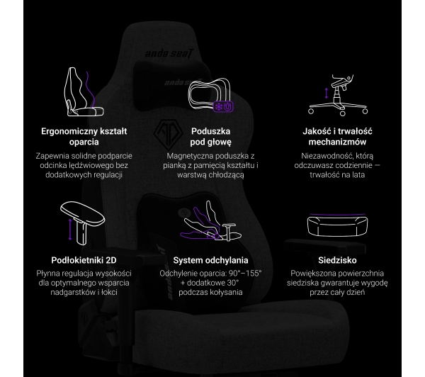 Anda Seat Novis Plus XL Gamingowy do 150kg Skóra ECO Czarny - Kup na Raty - RRSO 0%