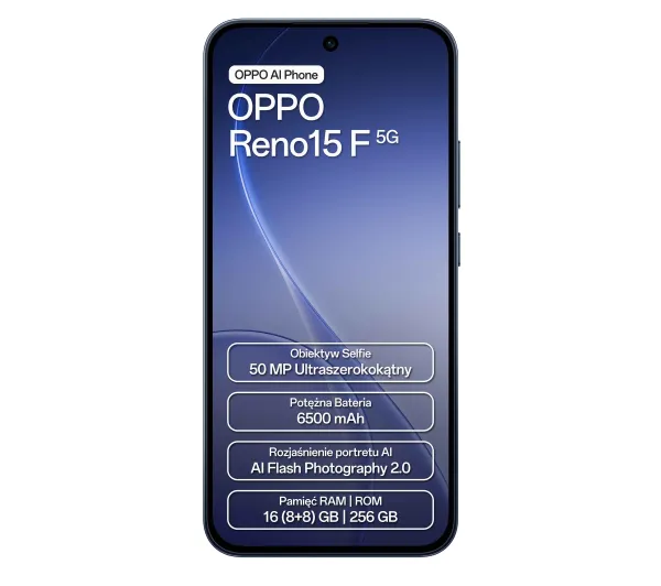 OPPO Reno15F 5G 8/256GB 6,57" 120Hz 50Mpix Granatowy - ⚡ BESTSELLERY ⚡ - Kup na Raty - RRSO 0%