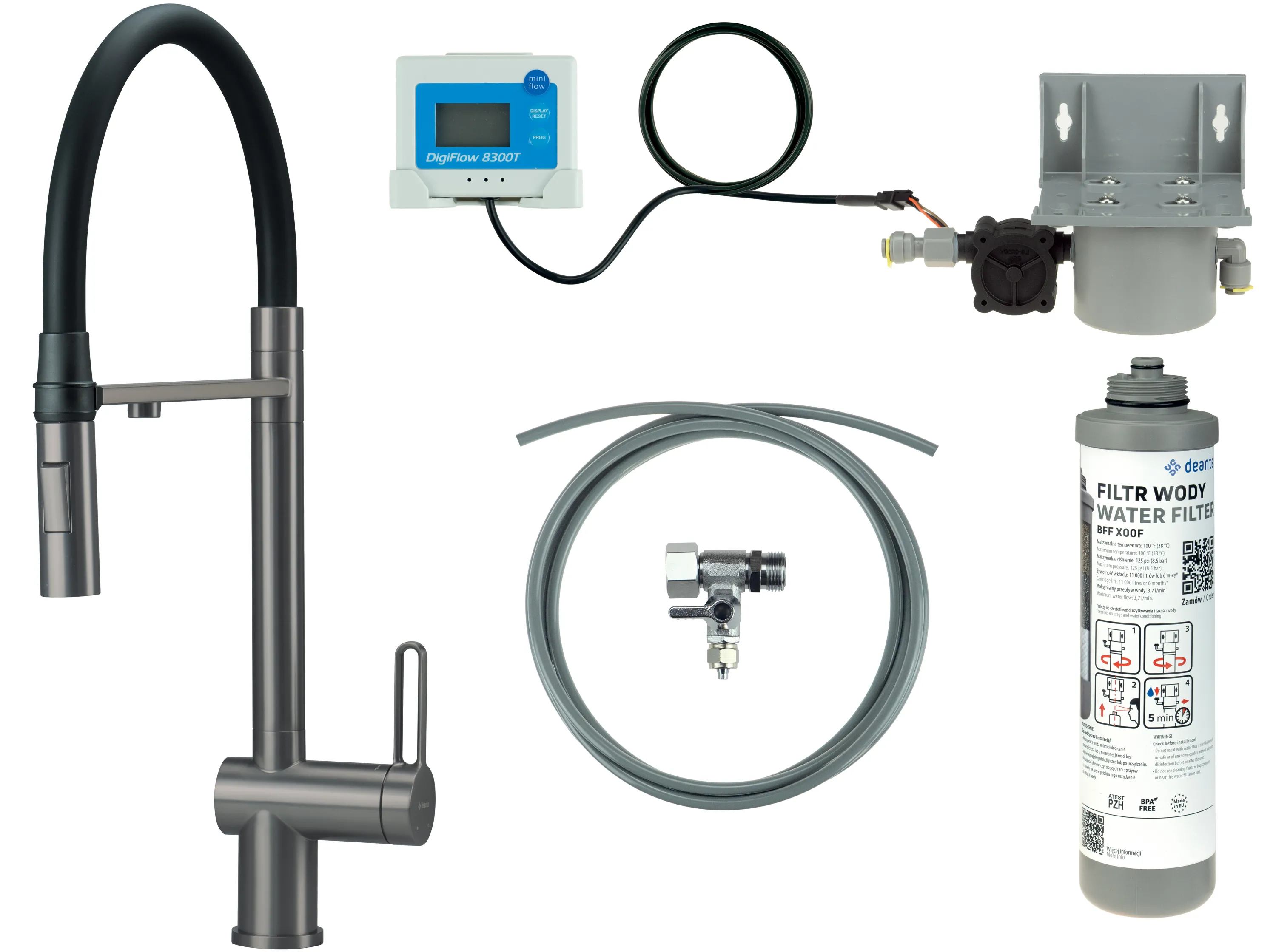 Bateria Deante Magnetic BRMFD75M Tytanowy Stal szlachetna