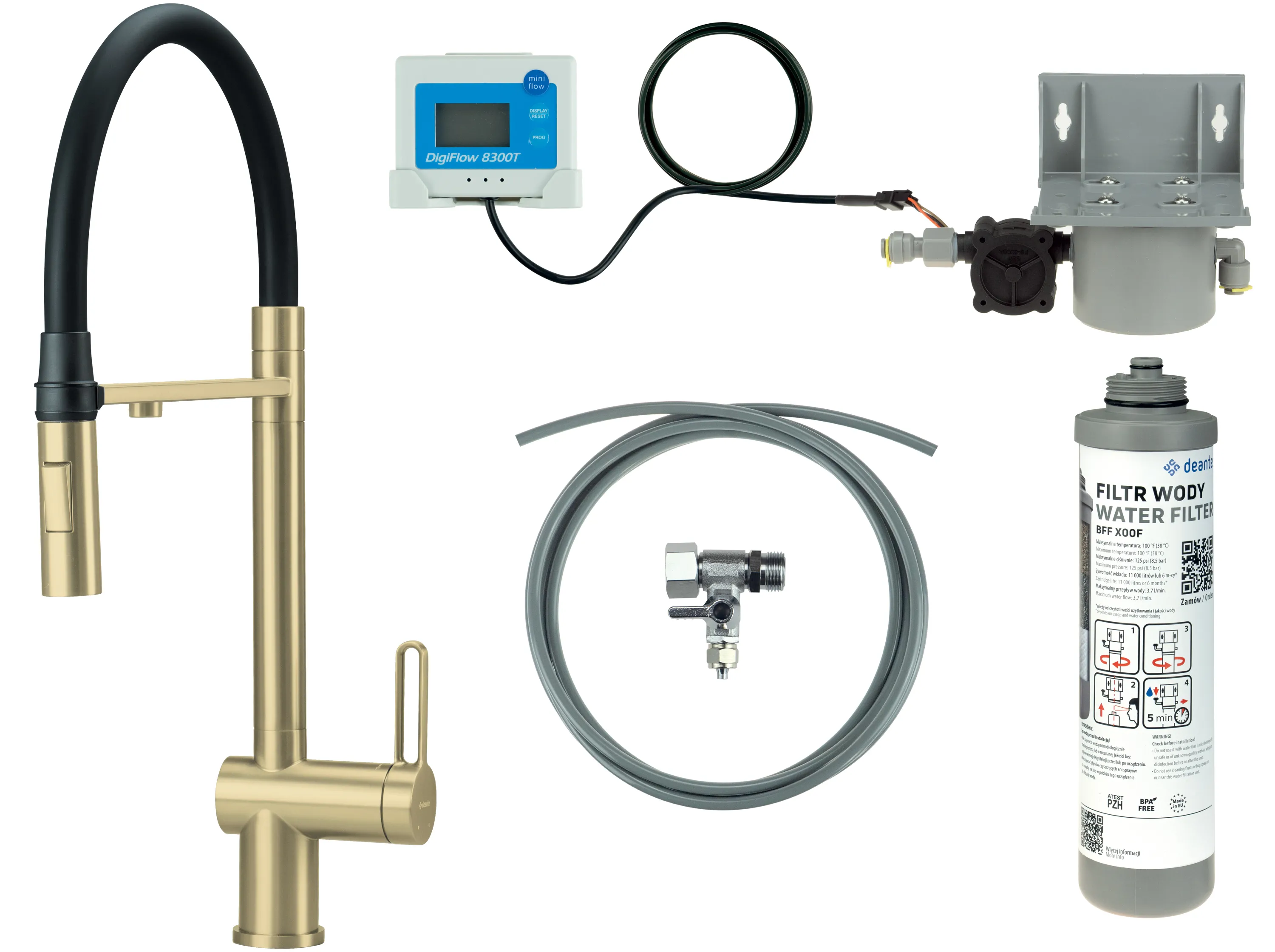 Bateria Deante Magnetic BRMFR75M Złoty Stal szlachetna