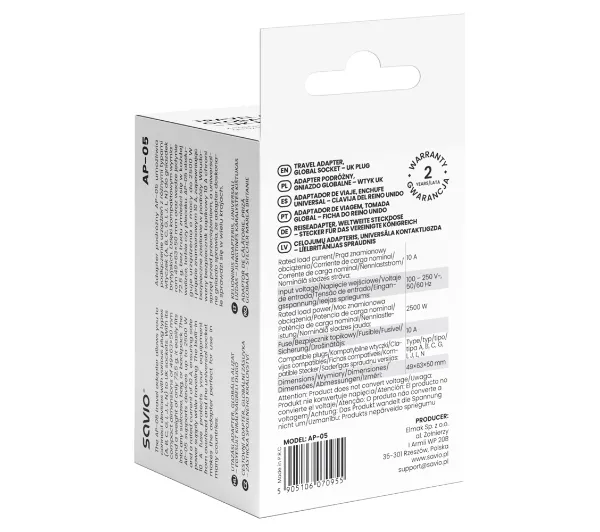 Savio AP-05 gniazdo globalne – wtyk UK