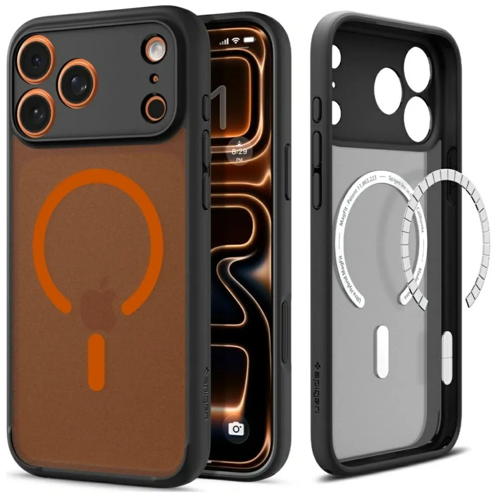 Etui Spigen Ultra Hybrid Mag MagSafe do iPhone 17 Pro Czarno-pomarańczowy