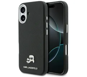 Etui Karl Lagerfeld Karl & Choupette Head Pins Saffiano MagSafe do iPhone 17 Czarny