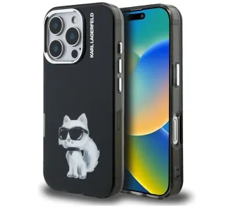 Etui Karl Lagerfeld IML Aquarelle Choupette & Logo do iPhone 16 Pro Max Czarny