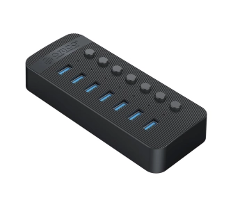 Hub USB Orico Aktywny CT2U3-7AB-EU-BK-BP 7xUSB-A 5Gbps BC 1.2 24W Czarny