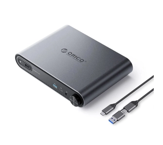 Stacja dokująca Orico PTM1-GY-EP USB-C z Obudową M.2 NVMe/SATA Audio 3,5mm RJ45 HDMI 4K@60Hz PD 100W Szary