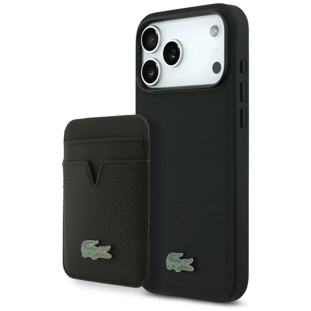 Etui Lacoste Petit Pique MagSafe + Portfel do iPhone 17 Pro Max Czarny