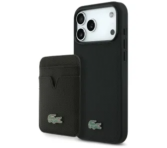 Etui Lacoste Petit Pique MagSafe + Portfel do iPhone 17 Pro Max Czarny