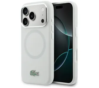 Etui Lacoste Silicone Metal Logo MagSafe do iPhone 17 Pro Max Szary