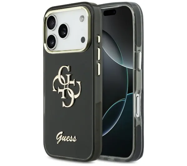 Guess IML 4G Script Metal do iPhone 17 Pro Czarny