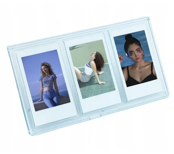 Ramka LoveInstant Ramka Stojąca Na 3 Zdjęcia Do Aparatów / Drukarek Drukujących Na Papierze Zink / Fuji Instax Mini - Niebieska
